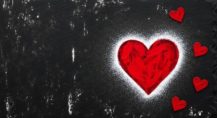 Red Heart on Dark Background.