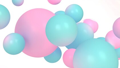 Pastel Spheres Floating in White Space