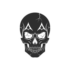 Dark Skull Illustration with Clown Makeup and Cracked Head, Ideal for Halloween Designs, Tattoo Art, or Edgy Graphic Projects