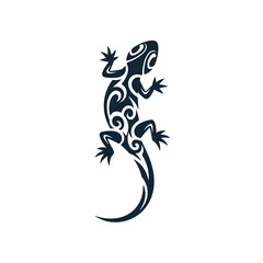 Tribal Lizard Tattoo Design Featuring Intricate Swirls and Bold Lines. Ideal for tattoo artists, graphic designers, and print-on-demand services.