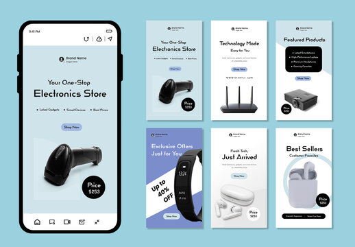 Social Media Story Templates for Electronics Store
