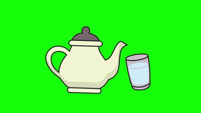 drinking water jug 2d animated icon, green screen video element, motion graphic element