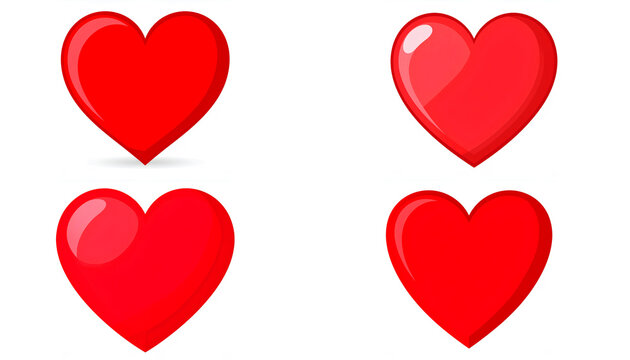 set vector illustration of red hearts isolated on white