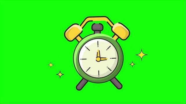 alarm 2d animated icon green screen video, motion graphic element.