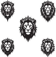 Obraz premium Majestic Lion Head Tattoo Vector Set vector bundle
