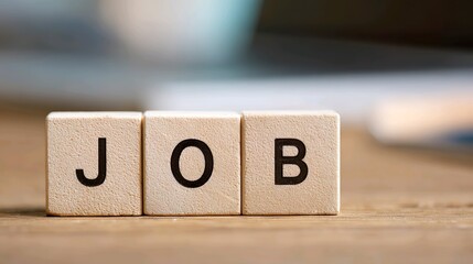Wooden Blocks Spelling Job on Table
