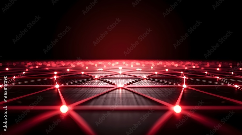 Poster a network of glowing red dots connected by lines creates a futuristic, tech-focused visual with a da