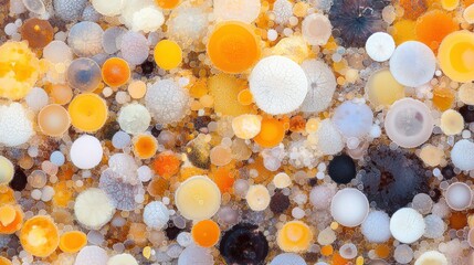 A vibrant abstract composition of overlapping circles in various sizes and colors.