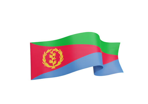 Illustration of Waving Eritrean National Flag Isolated on Black Background