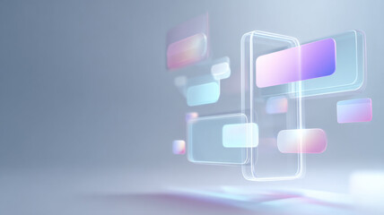 Augmented reality interface with floating holographic elements, minimal 