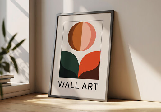 Wooden Frame in a Bright Interior Mockup