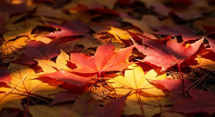 Autumnal Maple Leaves in Sunlight