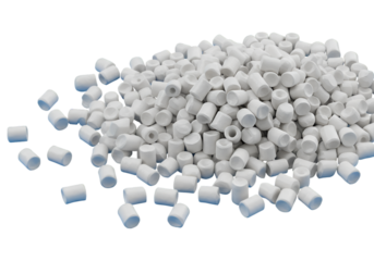 Isolated 3D Render of a Pile of Small White Cylindrical Objects