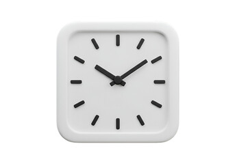 Isolated 3D Render of a White Square Clock on Transparent Background