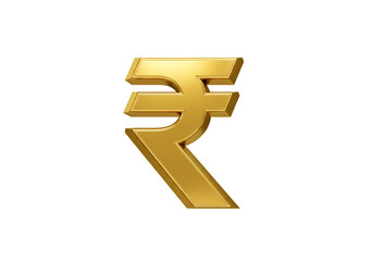 Isolated 3D Render of Golden Rupee Symbol on Black Background as Illustration