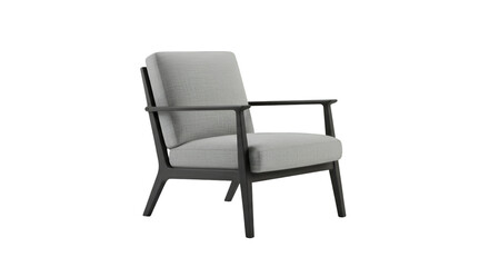 Isolated 3D Render of Gray Armchair on Transparent Background