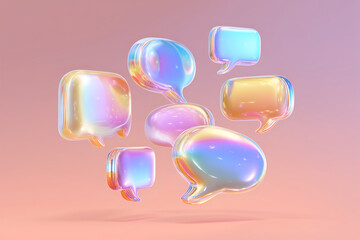 A group of floating speech bubbles representing communication and dialogue