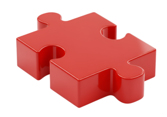 Isolated 3D Rendered Red Puzzle Piece On Transparent Background