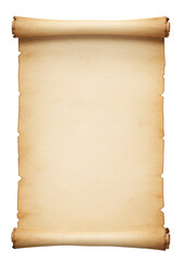 Isolated Aged Parchment Scroll Illustration in Brown Color on Transparent Background