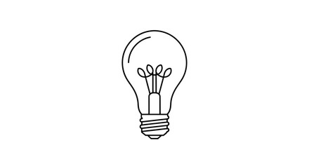 Simple black line drawing of a classic incandescent light bulb on a white background