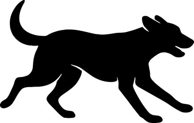 Running Dog Silhouette - Active Pet Vector Illustration With White Background 