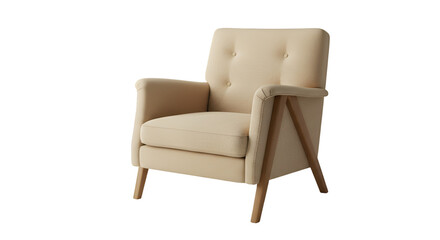 Fototapeta premium Isolated Beige Armchair On Transparent Background Modern Furniture 3d Render