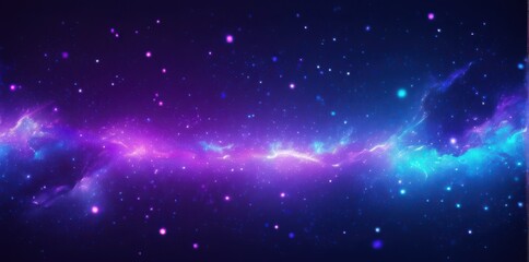 Naklejka premium Cosmic Nebula with Purple and Blue Hues in Dark Space
