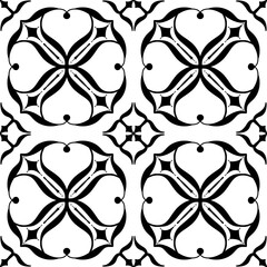 Seamless Black and White Abstract Floral Tile Pattern – Vector Decorative Mandala Design for Wallpaper, Fabric, Scrapbooking, Wrapping Paper, and Digital Backgrounds