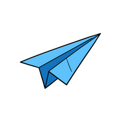 Isolated Blue Paper Airplane on a Transparent Background Illustration