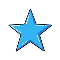 Isolated Blue Star Illustration With White Outline On Transparent Background