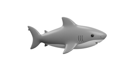 3D Rendering of a Cartoon Great White Shark Swimming in a Minimalist Style