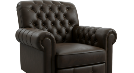Isolated Brown Leather Armchair on Transparent Background Photo