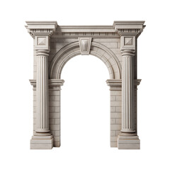 Obraz premium Ornate Roman Stone Arch with Pillars Isolated on Transparent Background