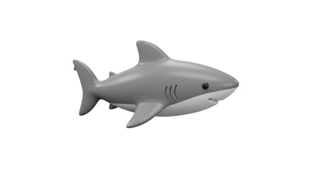 Fototapeta premium Cartoon Style Shark Illustration Isolated on White Background, a Predator of the Ocean