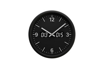 Isolated Digital Analog Clock with Transparent Background Displaying Time