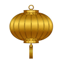 Isolated Golden Chinese Lantern Illustration on Black Background