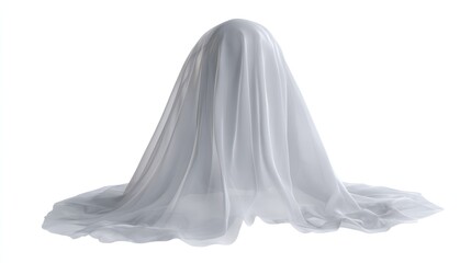 Naklejka premium A 3D ghostly wedding veil on a white background