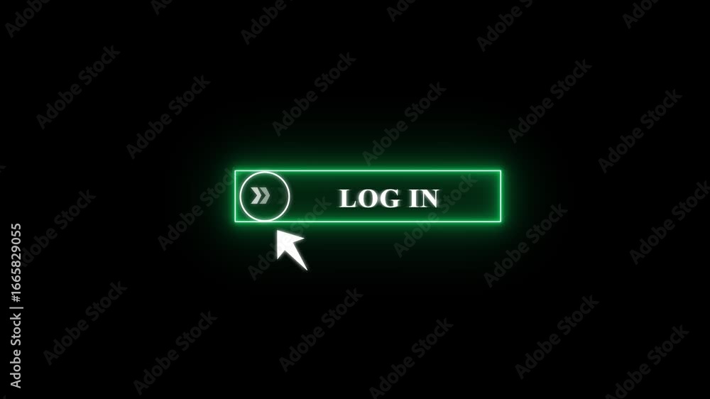 Fototapete glowing neon white text cursor animation. design is login button vector sign, symbol, pointing towar