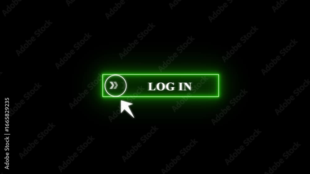 Fototapete glowing neon white text cursor animation. design is login button vector sign, symbol, pointing towar