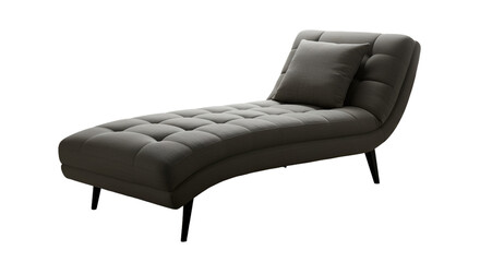 Isolated Gray Chaise Lounge With Square Pillow And Modern Design