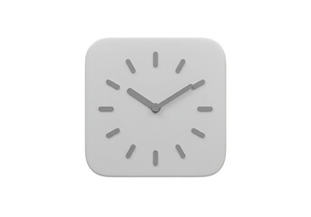 Isolated Gray Square Clock Icon Illustration on Transparent Background