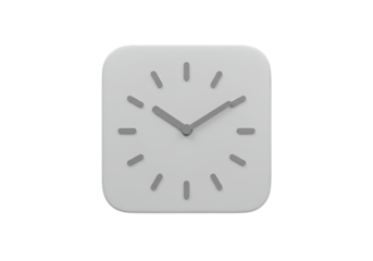 Isolated Gray Square Clock Icon Illustration on Transparent Background
