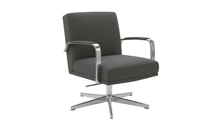 Isolated Gray Office Chair with Silver Armrest and Star Base Design