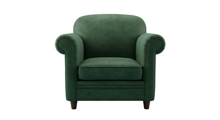 Isolated Green Armchair Front View On Transparent Background