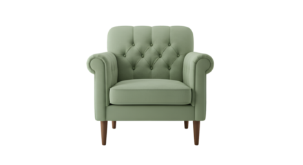Isolated Green Armchair On Transparent Background Realistic Illustration