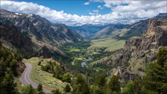the beartooth highway is a section of us route 212 in montana and wyoming between red lodge and yellowstone national park known for its stunning views no logos no brands ar 169