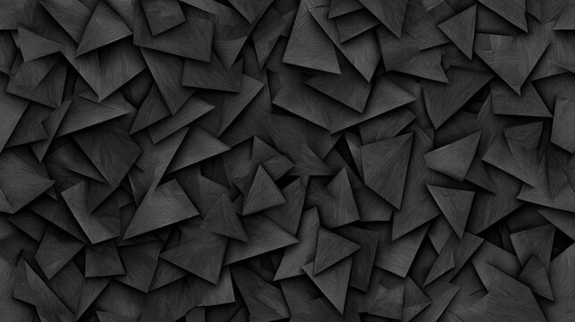 A 3D rendering of a complex pattern of black triangles.