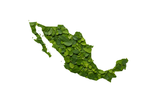 Isolated Green Mexico Map Illustration with Transparent Background