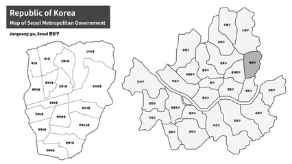 Seoul Jungnang-gu Map - Administrative Districts and Neighborhoods of Jungnang District, South Korea