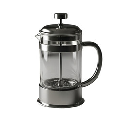 Realistic 3D Render of a French Press Coffee Maker with Silver Accents